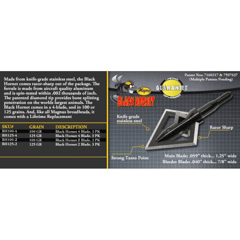 Magnus Black Hornet 2 Blade Broadhead 100 gr