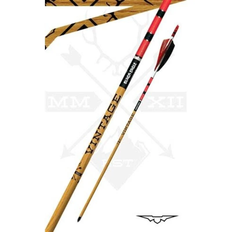 Black Eagle Vintage Crested Feathered Arrows 350 (6 Pk) Red/Black