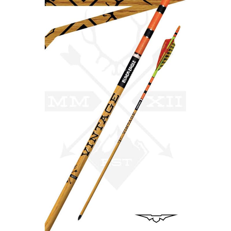 Black Eagle Vintage Crested Feathered Arrows 400 (6 Pk) Yellow/Orange